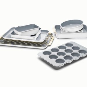 Ceramic-Coated Steel Bakeware Set Non-Toxic & Non-Stick White