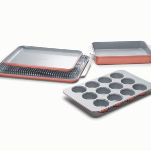 6 Piece Bakeware Set Organizers Included Non-Toxic Ceramic Coating Perracotta