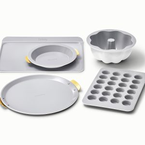 Bakeware+ Set 5-Piece Ceramic-Coated Set for Specialty Baking White