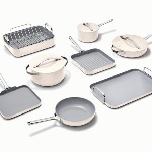 Ceramic-Coated Cookware Bundle Classic Cookware + Squareware Sets Cream