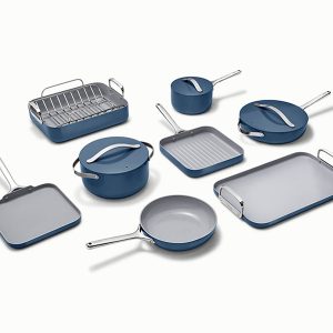 Ceramic-Coated Cookware Bundle Classic Cookware + Squareware Sets Navy