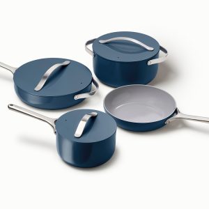 PFAS-Free Ceramic Cookware Set Non-Toxic Pots & Pans Set Navy