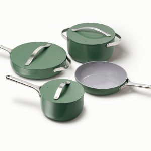PFAS-Free Ceramic Cookware Set Non-Toxic Pots & Pans Set Sage