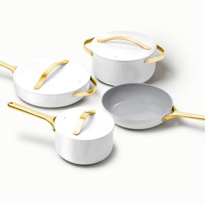 PFAS-Free Ceramic Cookware Set Non-Toxic Pots & Pans Set White