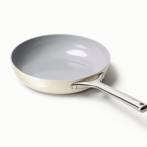 Ceramic Frying Pan Durable Non-Toxic Coating PTFE Free Cream