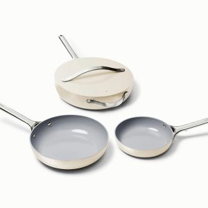 Ceramic Fry Pan Trio  Non-Toxic Coating for Frying Non-Stick Coating Cream