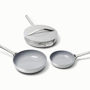 Ceramic Fry Pan Trio Non-Toxic Coating for Frying Non-Stick Coating Gray