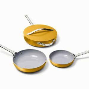 Ceramic Fry Pan Trio  Non-Toxic Coating for Frying Non-Stick Coating Marigold