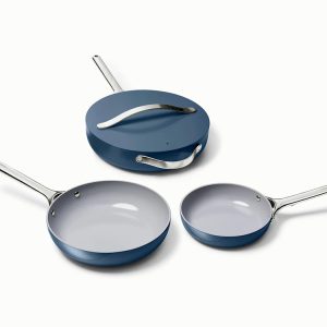 Ceramic Fry Pan Trio Non-Toxic Coating for Frying Non-Stick Coating Navy