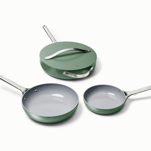 Ceramic Fry Pan Trio  Non-Toxic Coating for Frying Non-Stick Coating Sage