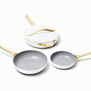 Ceramic Fry Pan Trio  Non-Toxic Coating for Frying Non-Stick Coating White