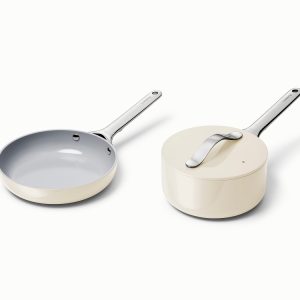 Mini Fry Pan & Sauce Pan Duo Ceramic Non-Stick & Non-Toxic Cream