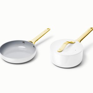 Mini Fry Pan & Sauce Pan Duo Ceramic Non-Stick & Non-Toxic White