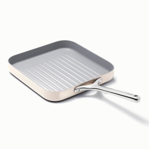 Ceramic Grill Pan Grill Pan for Stove Non Stick Grill Pan Cream