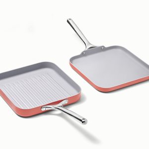 Square Pan Duo Non-Toxic Coating for Grilling and Frying Perracotta