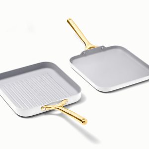 Square Pan Duo Non-Toxic Coating for Grilling and Frying White