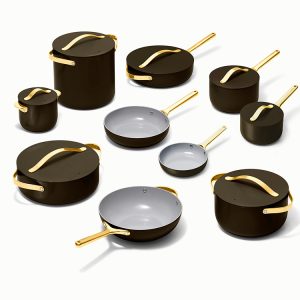 Best Ceramic Cookware Set Nonstick Pots & Pans Set Non-Toxic Black
