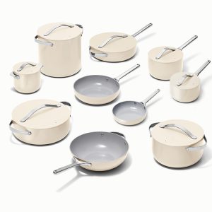 Best Ceramic Cookware Set Nonstick Pots & Pans Set Non-Toxic Cream