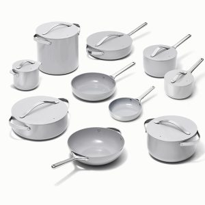 Best Ceramic Cookware Set Nonstick Pots & Pans Set Non-Toxic Gray