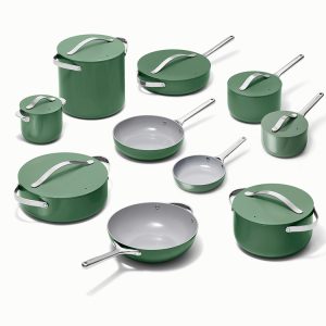 Best Ceramic Cookware Set Nonstick Pots & Pans Set Non-Toxic Sage