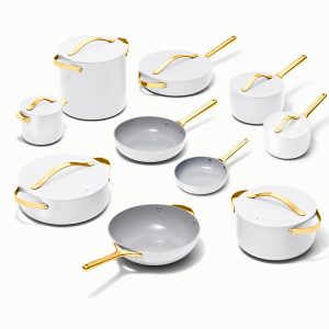Best Ceramic Cookware Set Nonstick Pots & Pans Set Non-Toxic White