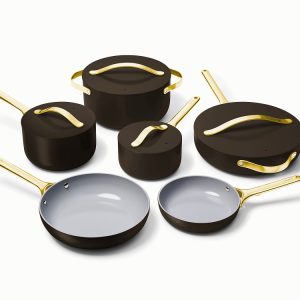 Ceramic Cookware & Minis Set Nonstick Pots & Pans Set Non-Toxic Black