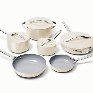 Ceramic Cookware & Minis Set Nonstick Pots & Pans Set Non-Toxic Cream