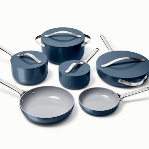 Ceramic Cookware & Minis Set Nonstick Pots & Pans Set Non-Toxic Navy