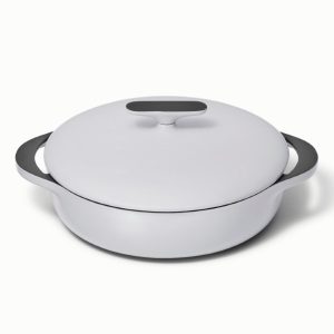3.5 qt Enameled Cast Iron Braiser Pan with Lid Gray