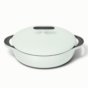 3.5 qt Enameled Cast Iron Braiser Pan with Lid Light Mist