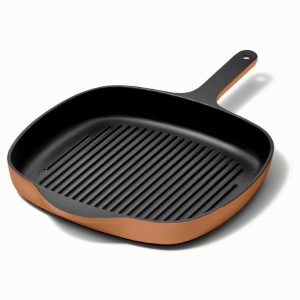 Enameled Cast Iron Grill Pan - 10.5" Rust