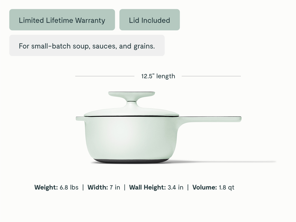 1.8 qt Enameled Cast Iron Mini Sauce Pan Light Mist - Image 2