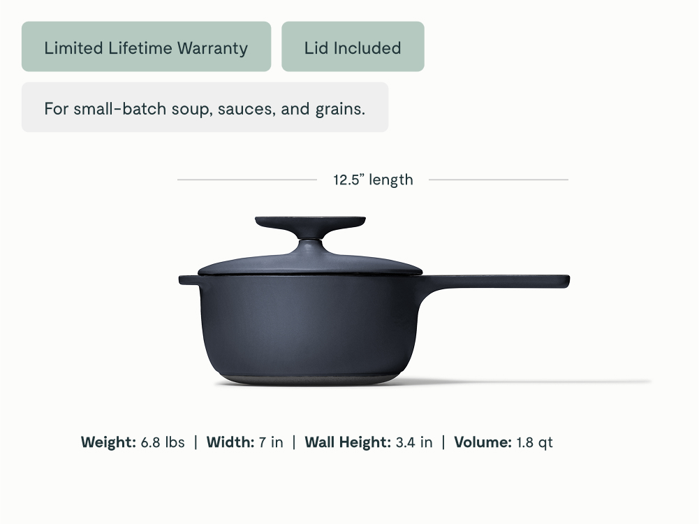 1.8 qt Enameled Cast Iron Mini Sauce Pan Midnight Blue - Image 2
