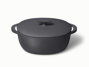 8.5 qt Enameled Cast Iron Oval Dutch Oven Charcoal