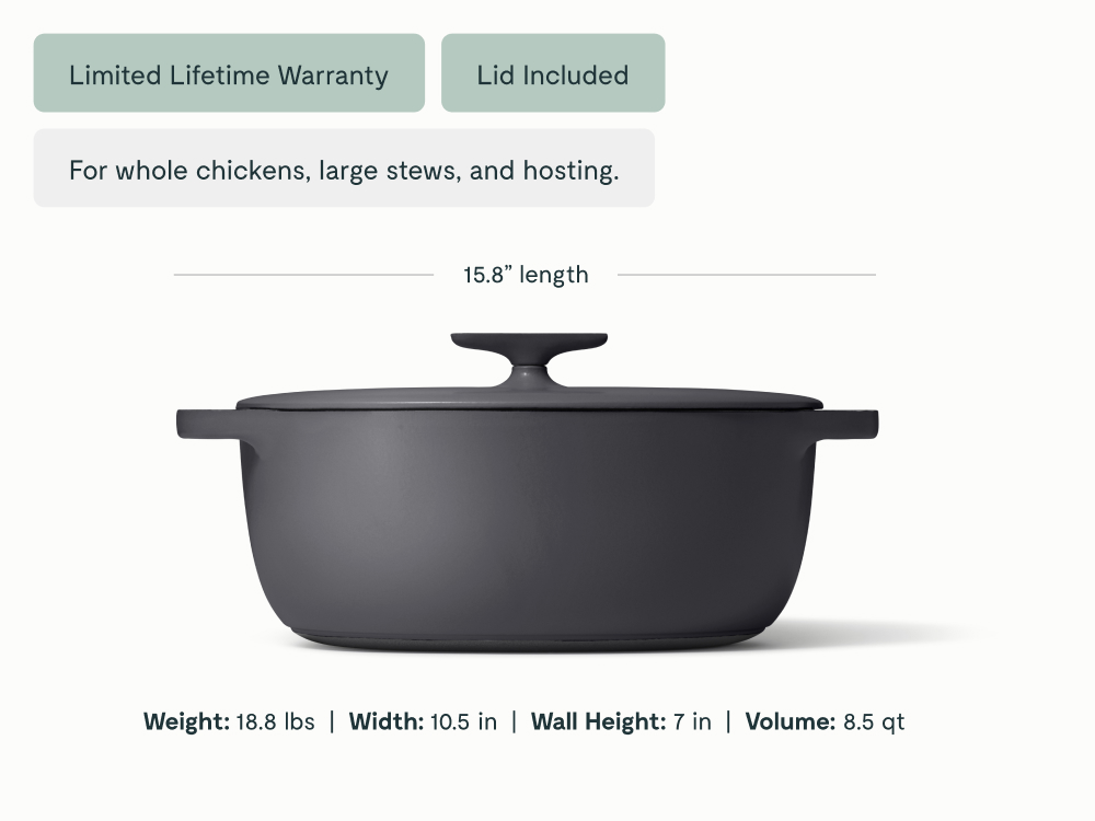 8.5 qt Enameled Cast Iron Oval Dutch Oven Charcoal - Image 2