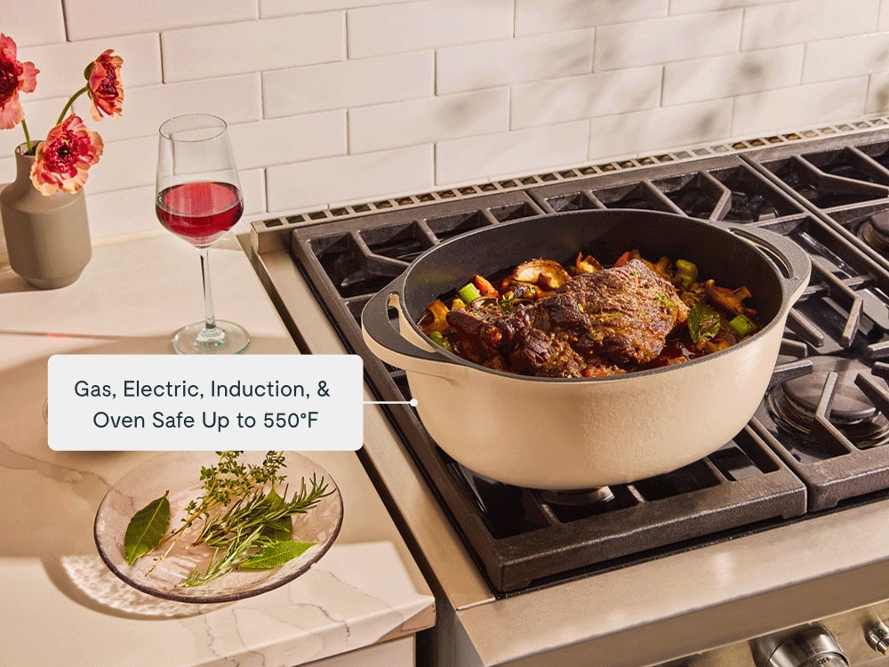 8.5 qt Enameled Cast Iron Oval Dutch Oven Charcoal - Image 5
