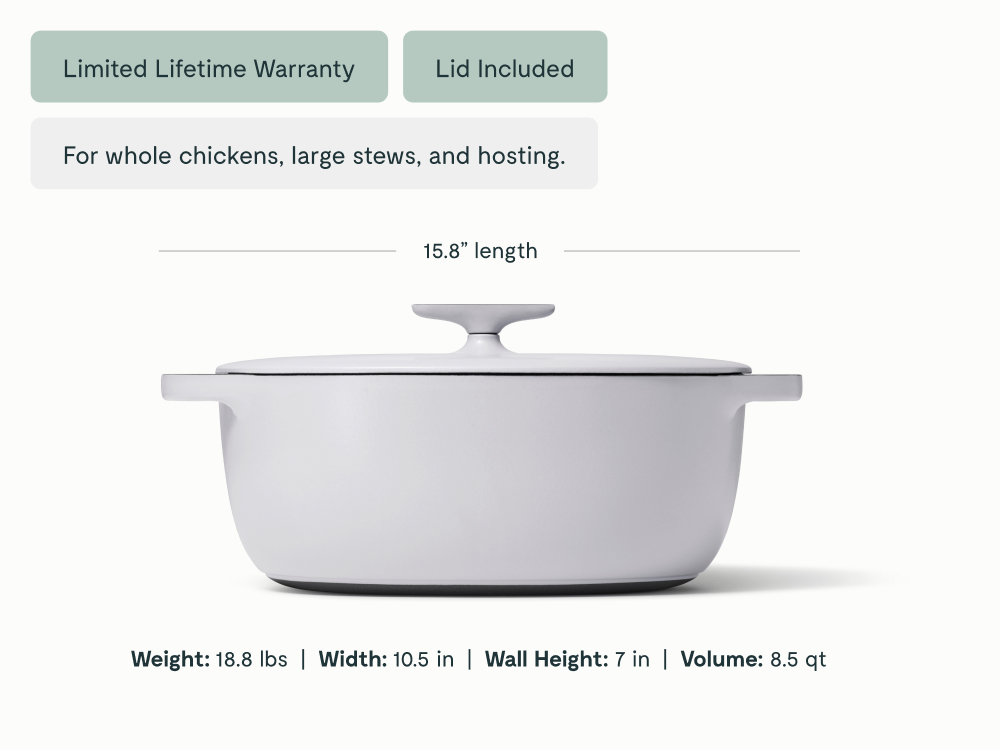 8.5 qt Enameled Cast Iron Oval Dutch Oven Gray - Image 2