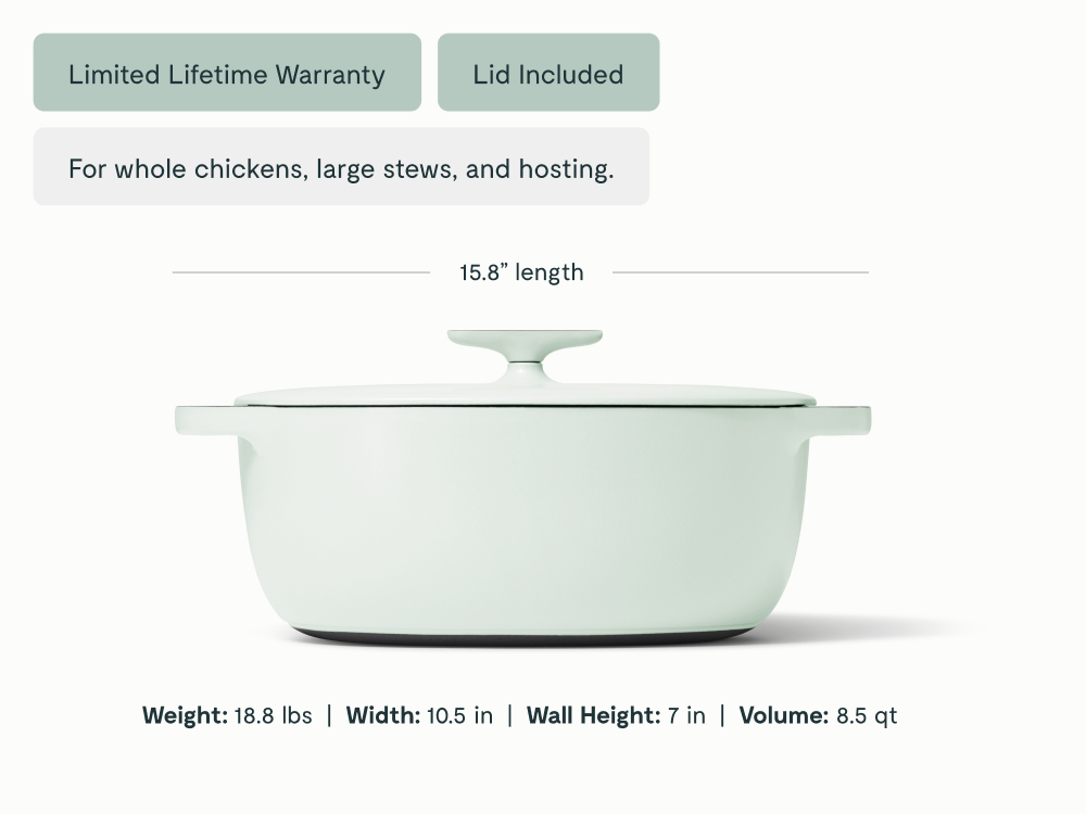 8.5 qt Enameled Cast Iron Oval Dutch Oven Light Mist - Image 2