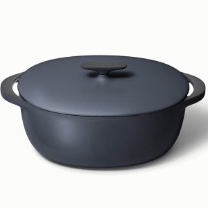 8.5 qt Enameled Cast Iron Oval Dutch Oven Midnight Blue