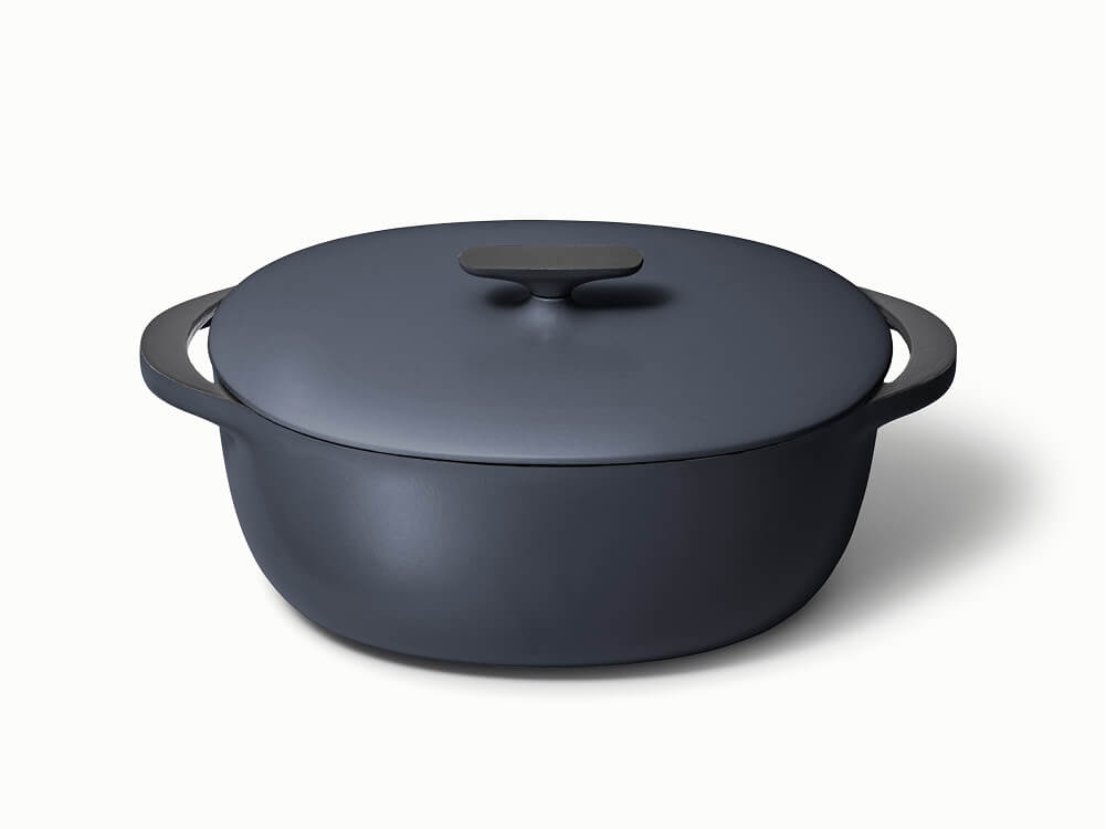 8.5 qt Enameled Cast Iron Oval Dutch Oven Midnight Blue