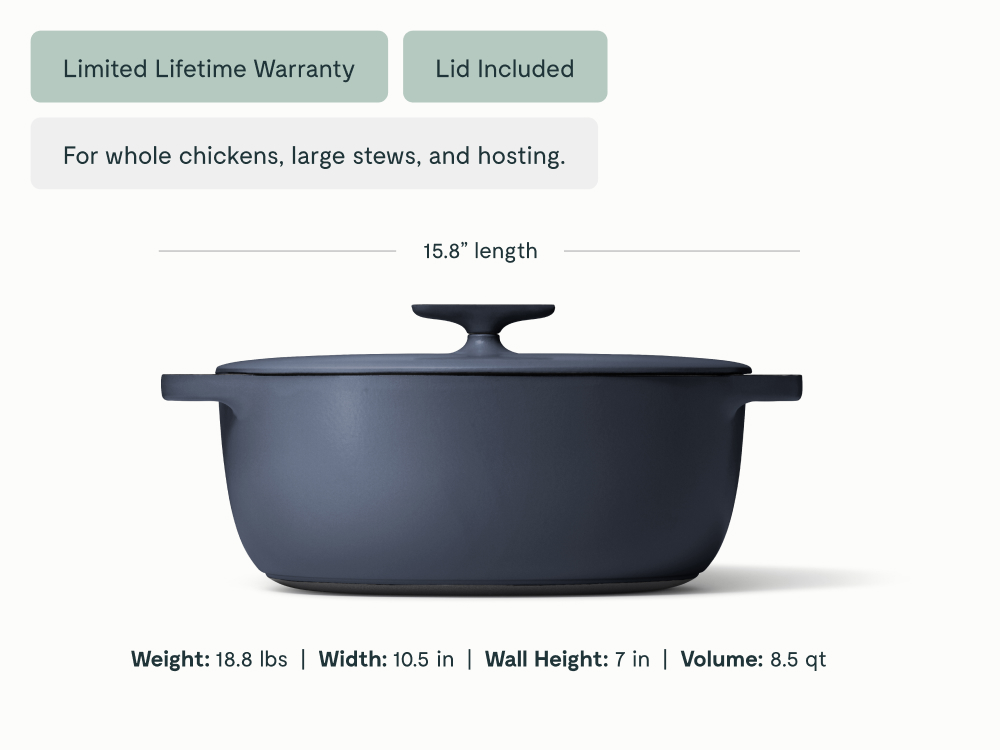 8.5 qt Enameled Cast Iron Oval Dutch Oven Midnight Blue - Image 2