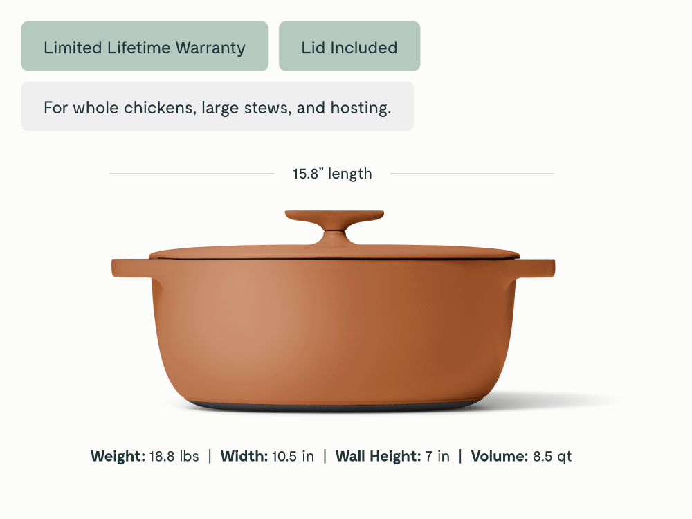 8.5 qt Enameled Cast Iron Oval Dutch Oven Rust - Image 2