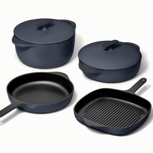 Enameled Cast Iron Pots and Cookware Set Midnight Blue