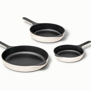 Enameled Cast Iron Skillet Trio Cream
