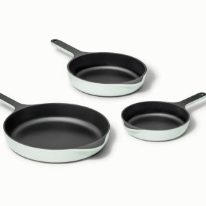 Enameled Cast Iron Skillet Trio Light Mist