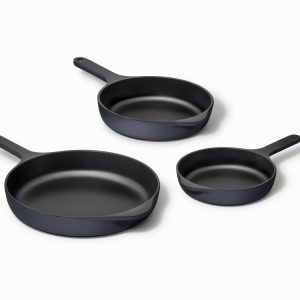 Enameled Cast Iron Skillet Trio Midnight Blue