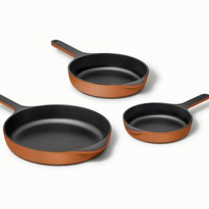 Enameled Cast Iron Skillet Trio Rust