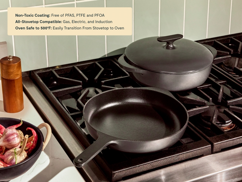 Cast Iron Skillet & Braiser Duo Midnight Blue - Image 3