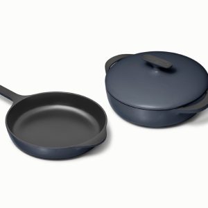 Cast Iron Skillet & Braiser Duo Midnight Blue