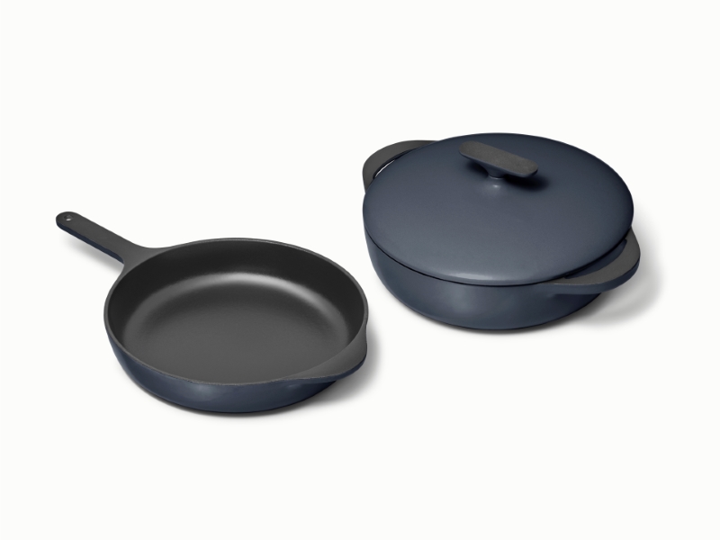 Cast Iron Skillet & Braiser Duo Midnight Blue